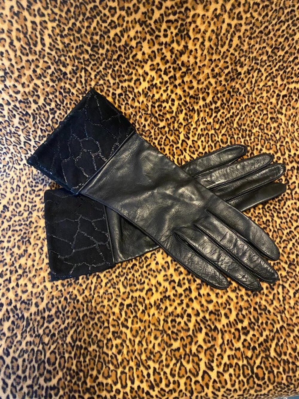 Vintage-Style Black Leather Gloves - Neiman Marcus